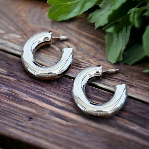 BCBG Tube Hoop Earrings - Picture 1 of 3